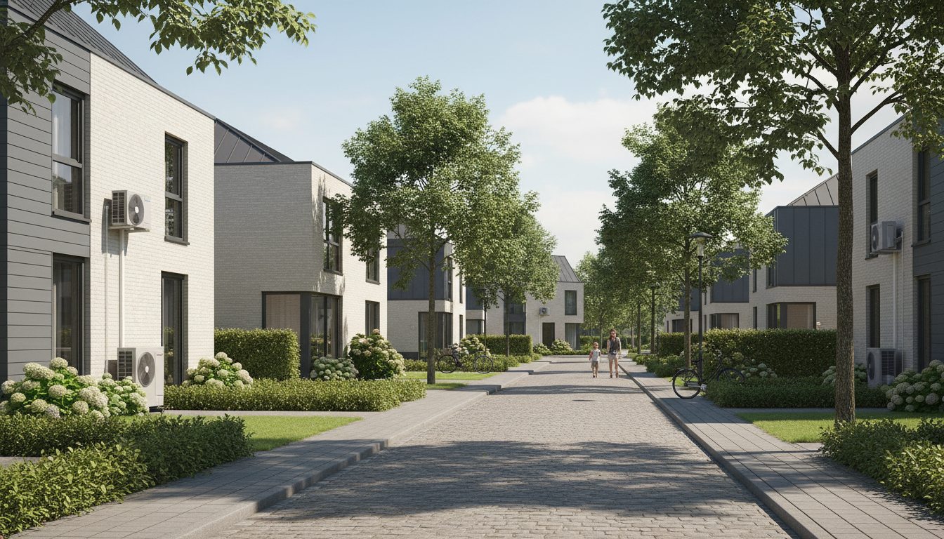 Airconditioning installatie bij bakstenen woning in Vlaanderen