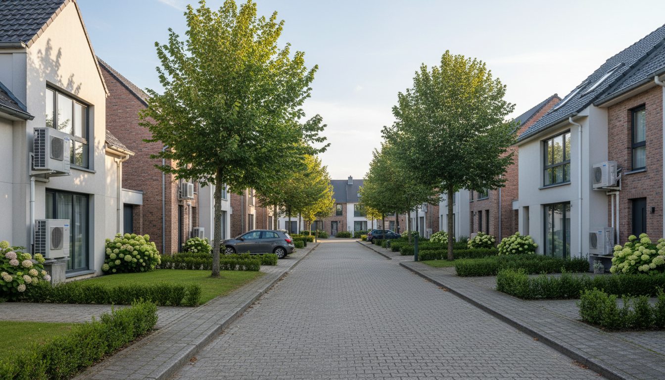 Airconditioning installatie bij bakstenen woning in Vlaanderen